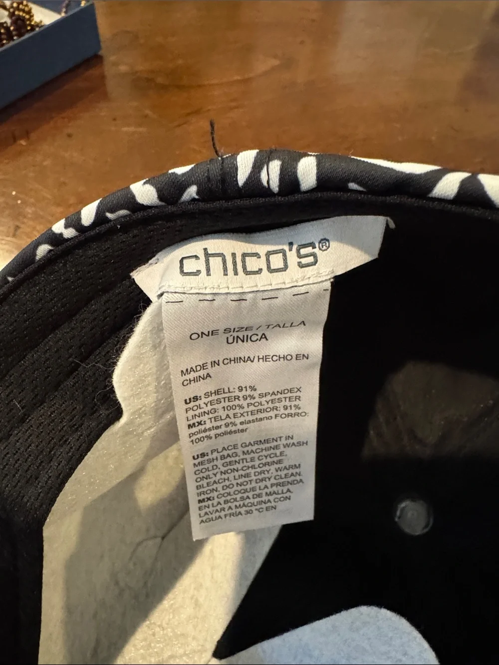 Chico's Black and White animal print Soft Neema stretch Cap